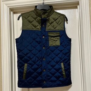 Janie and Jack Boyd Quilted Vest Navy Olive 14-16